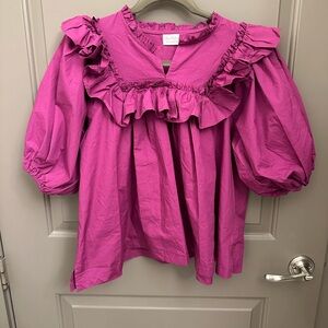 Vibrant Pink Ruffled Blouse